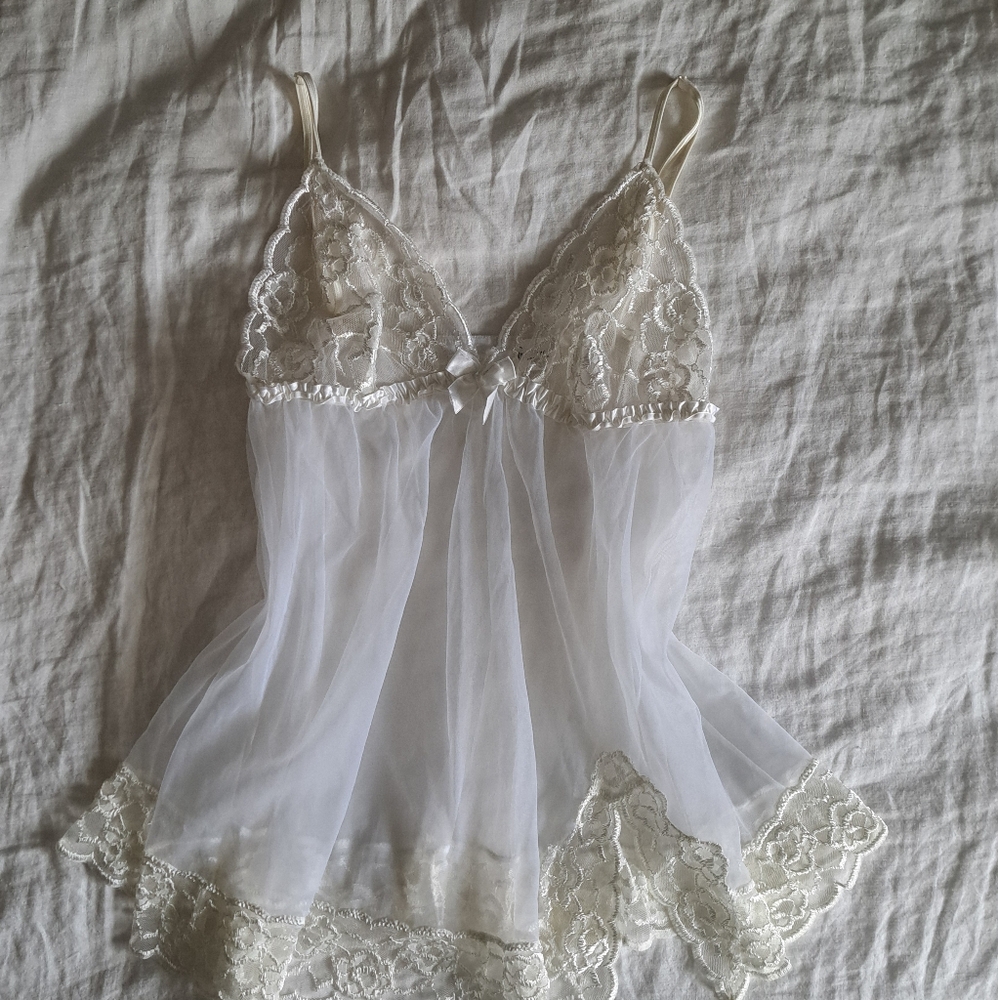 Frederick's of Hollywood Vintage Y2K White Chemise Slip Dress Size Large